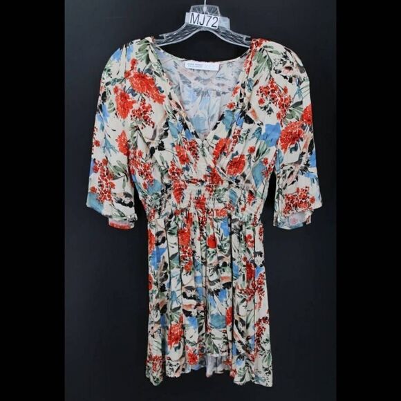 Zara basic Denim Floral Print Boho Women's Medium Dress  - Picture 1 of 7